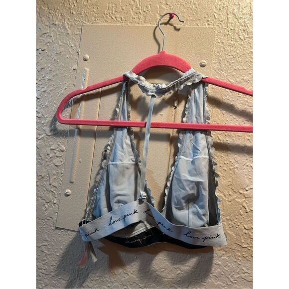 PINK By Victorias Secret Light Blue Lace Bralette Size Large - Picture 5 of 9